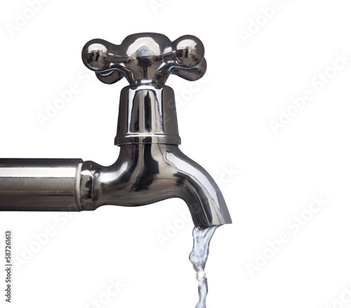 drain water from the tap Metal isolated on transparent background