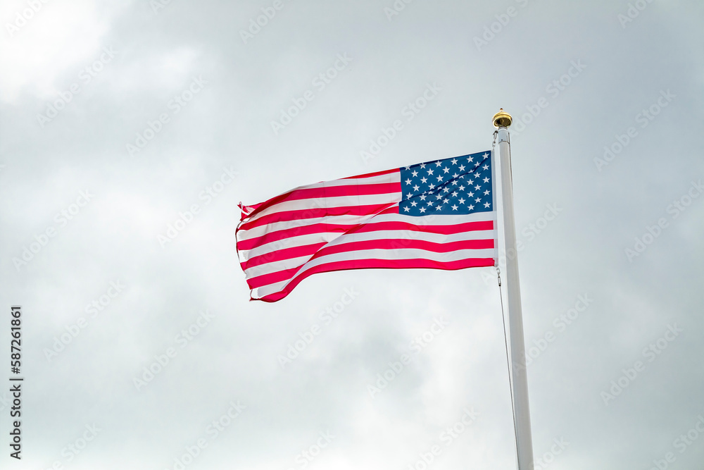 National flag of the USA waving in the wind