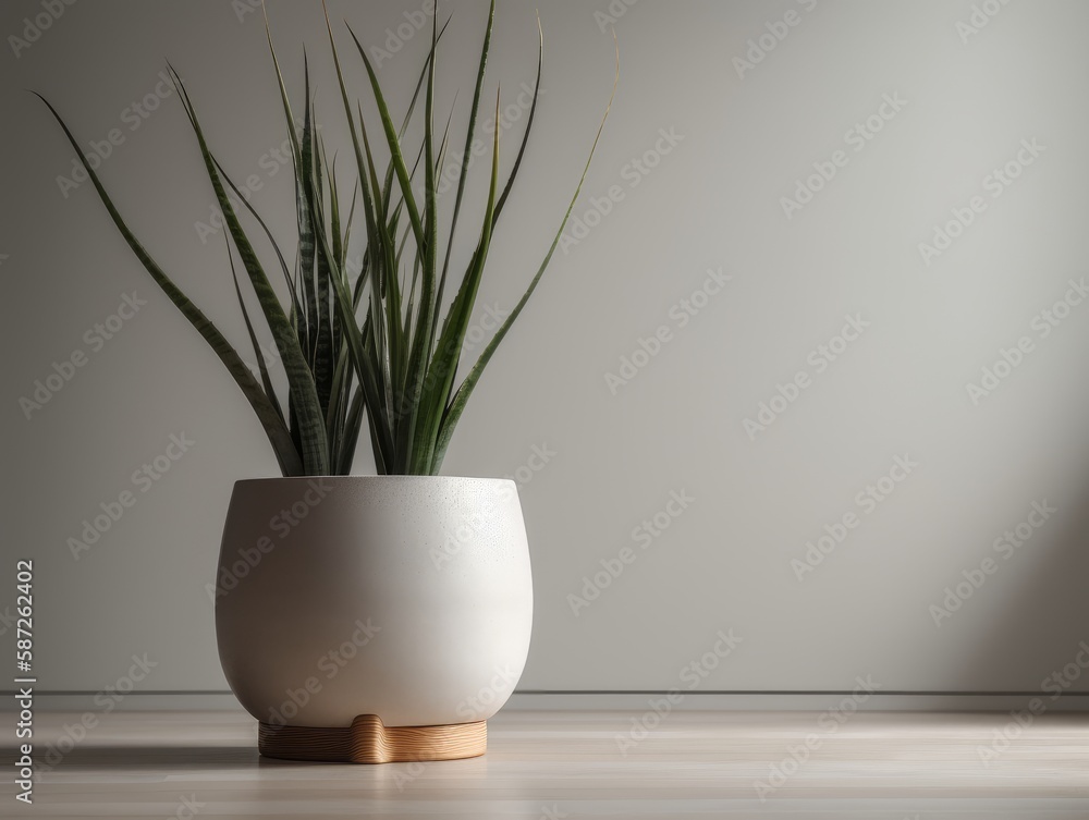 A modern and minimalist plant pot on a white background A modern and minimalist plant pot on a white background
