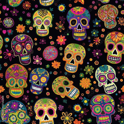 seamless pattern with skulls