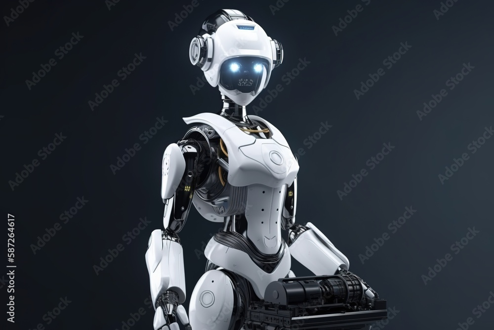 Naklejka premium Futuristic robot illustration design by generative ai
