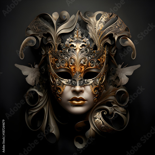 Venetian carnival mask, ornate masquerade mask, generative ai
