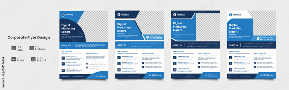 a bundle of 4 templates of a4 flyer, corporate Business flyer template vector design, digital marketing Expert flyer template, vector illustration template in A4 size. a bundle of 4 templates of a4 flyer, corporate Business flyer template vector design, digital marketing Expert flyer template, vector illustration template in A4 size.