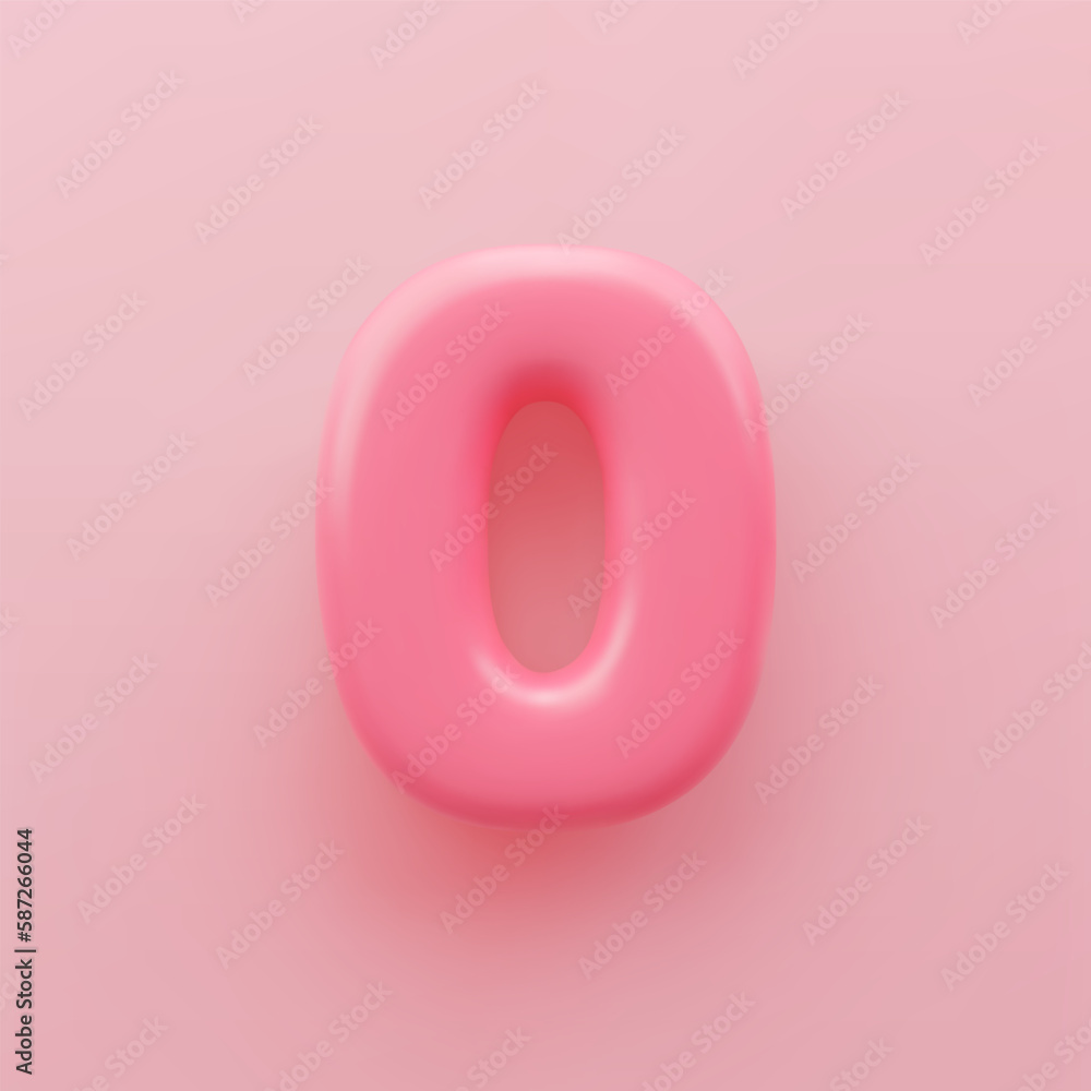 3D Pink number null or zero with a glossy surface on a pink background. 3D Pink number null or zero with a glossy surface on a pink background.