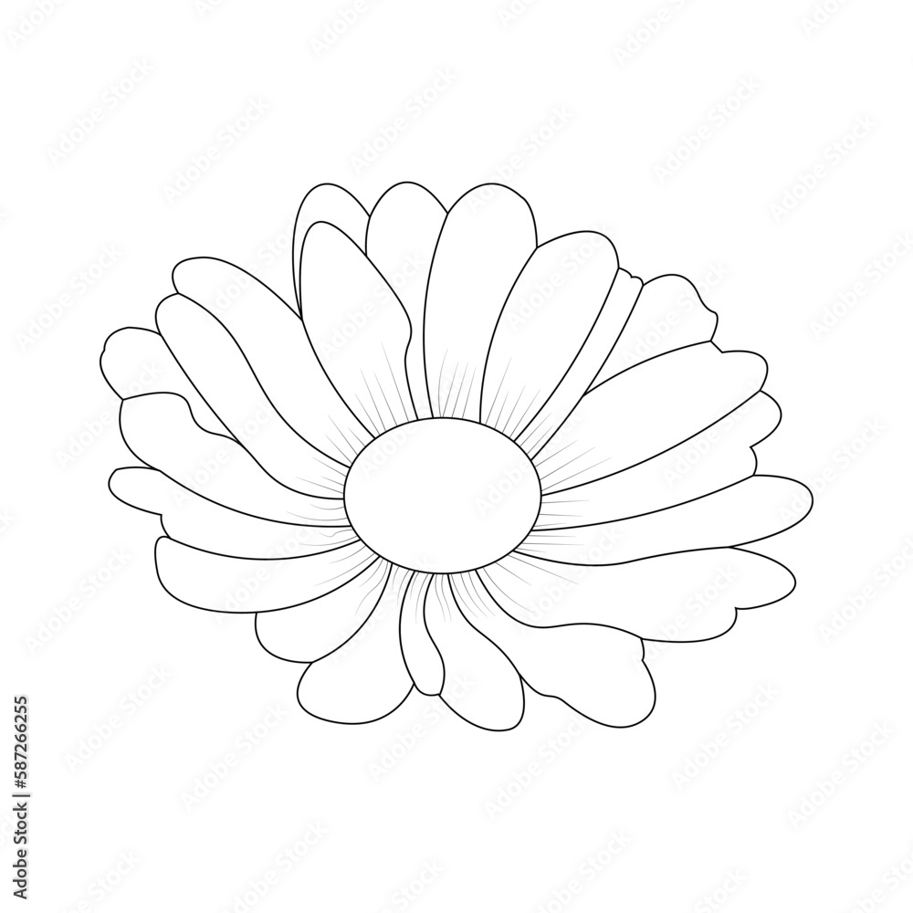 Daisy Flower Line Art Kids Coloring Page And Book Vector Daisy Flower Line Art Kids Coloring Page And Book Vector