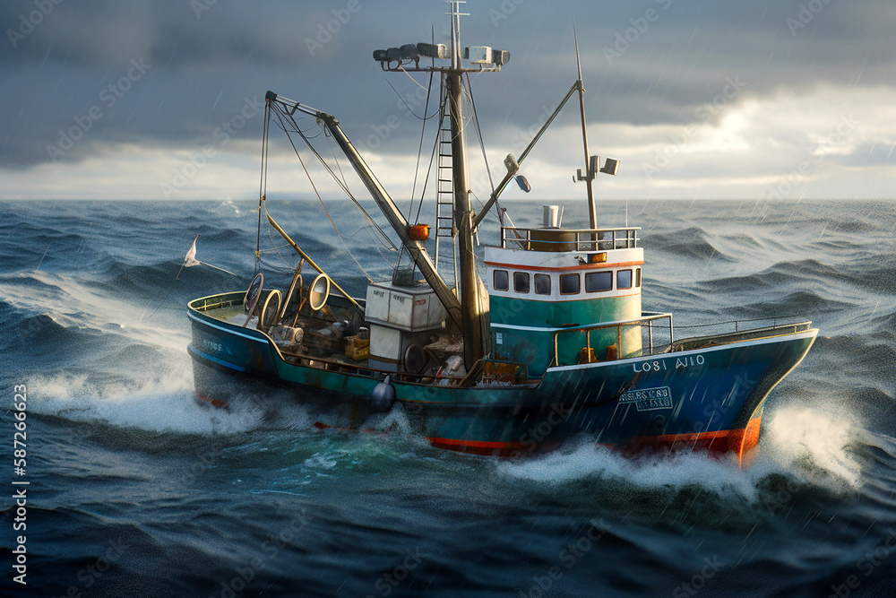 Naklejka premium Bering Sea fishing for crabs . AI generativ.