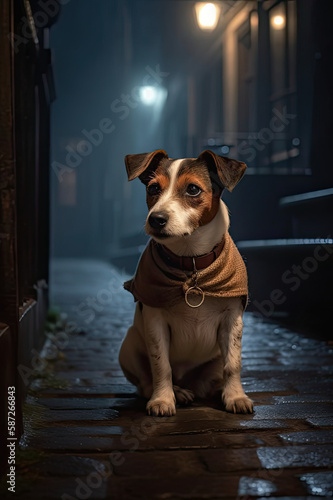 Ein Jack Russel Hund im viktorianischen London created with generative AI