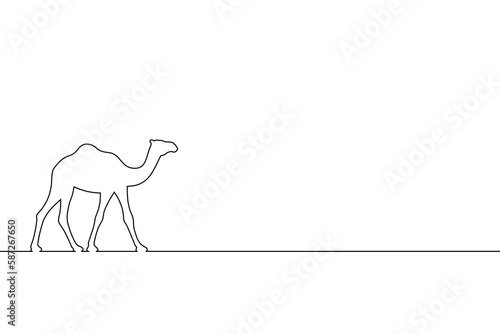 Camel graphic linear icon. Camel sign with empty space on white background. Wildlife line symbol. Vector illustration
