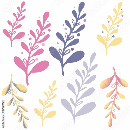 set of flowers. Hand draw illustration, Easter spring flower isolated 
