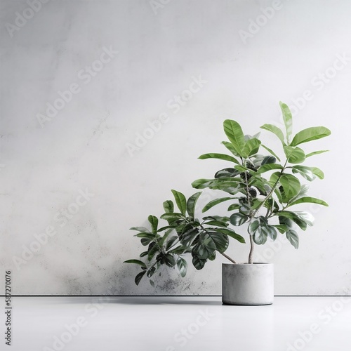 Minimal decorative background plant in a flowerpot