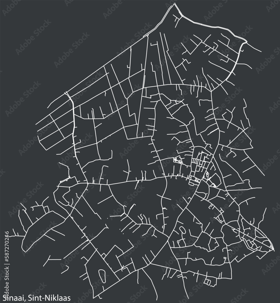 Detailed hand-drawn navigational urban street roads map of the SINAAI MUNICIPALITY of the Belgian city of SINT-NIKLAAS, Belgium with vivid road lines and name tag on solid background