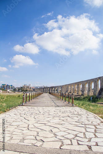 Beautiful view of the aqueduct in Larnaca, Cyprus