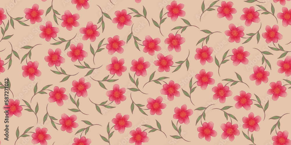 seamless pattern with pink flowers watercolor seamless pattern with pink flowers watercolor