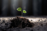 young evolving plant seedling symbolizing inner resilience in modern business world, generative AI