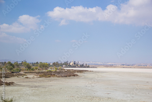 Beautiful view of the Hala Sultan Tekke  in Larnaca on the island of Cyprus