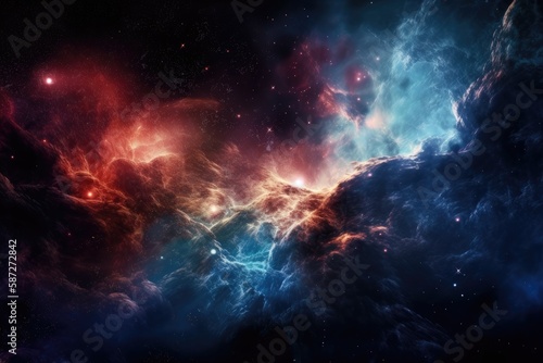 dreamy space filled with stars and clouds in vibrant colors. Generative AI