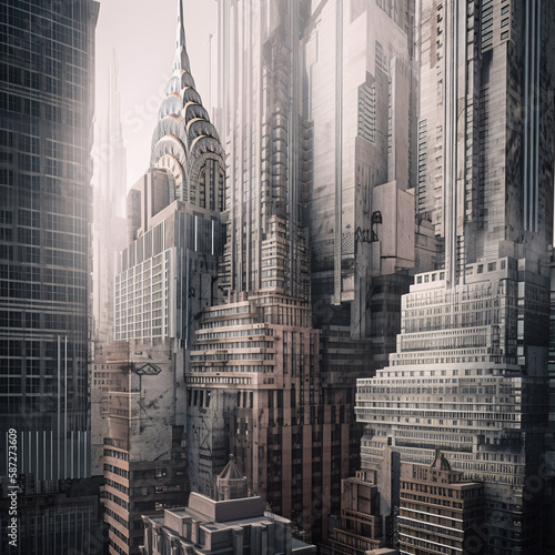 Futuristic skyline in bright daylight: modern and elegant architecture in an urban cityscape, Generative AI © spreephoto