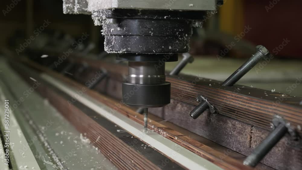 milling machine in working condition, milling machine cuts a hole in the product, enterprise, industry milling machine in working condition, milling machine cuts a hole in the product, enterprise, industry