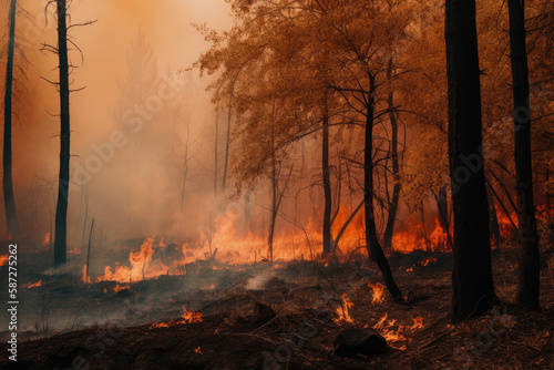 Waldbrand durch Klimaerwärmung, Generative AI © michagehtraus