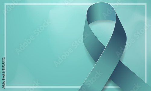Sexsual assault awareness month concept. Banner template with teal ribbon. Vector illustration