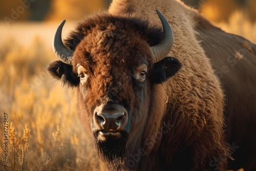 The American bison, sometimes known as the American buffalo or just buffalo, is a type of bison native to North America that once roamed the continent in huge herds. Generative AI