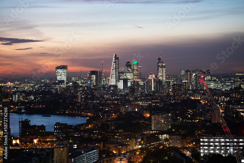 Photography night view of the city of London with illuminated buildings