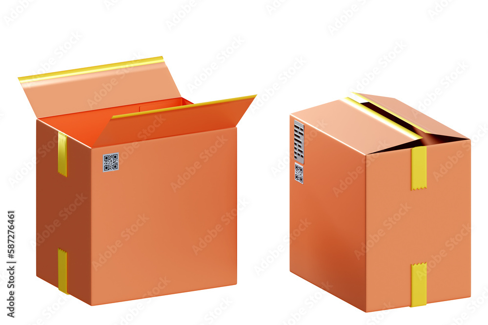 Boxes various sizes. Several boxes with informational stickers. Postal parcels. Several parcels with adhesive tape. Cardboxes destined for delivery. Cartoon style. Boxes isolated on white. 3d image. Boxes various sizes. Several boxes with informational stickers. Postal parcels. Several parcels with adhesive tape. Cardboxes destined for delivery. Cartoon style. Boxes isolated on white. 3d image.