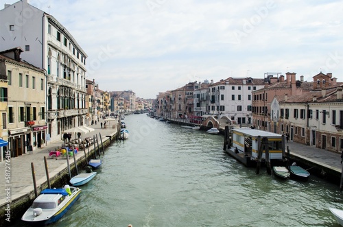 Boats and motorboats on the canals of Venice