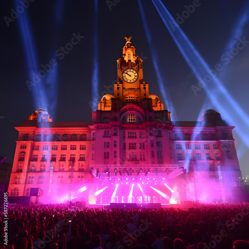 Music and Glamour: Eurovision Concert in Liverpool. Generative AI.