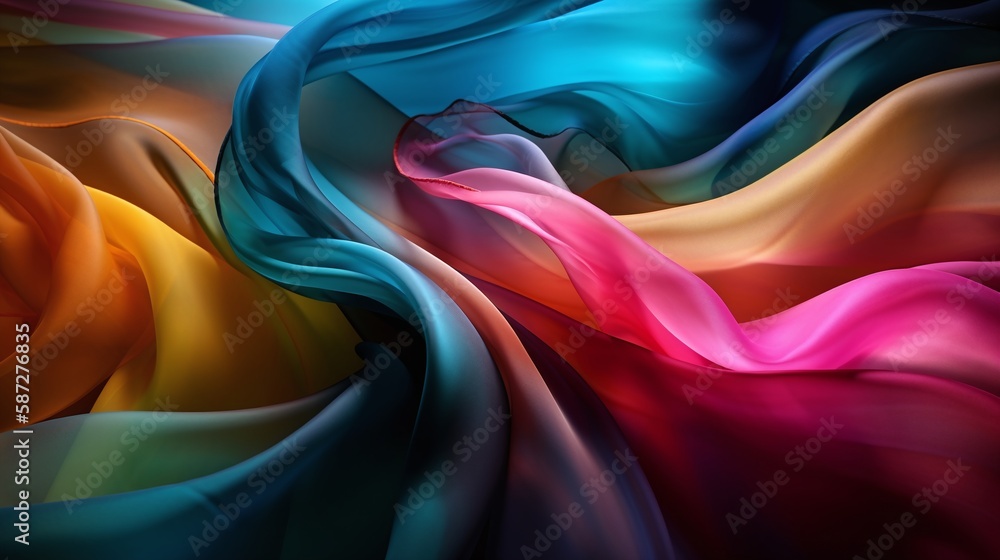 Obraz premium Vibrant Oceanic Embrace as a tidal swirl of brilliant hues cascading over the horizon in a magnificent wave of color Generated by AI