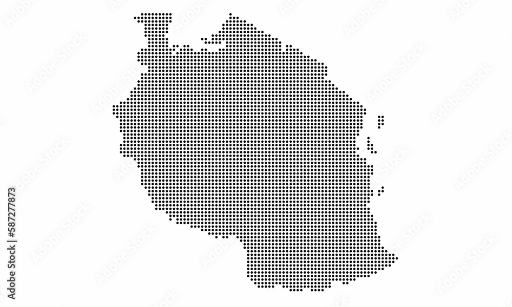 Tanzania dotted map with grunge texture in dot style. Abstract vector illustration of a country map with halftone effect for infographic. 