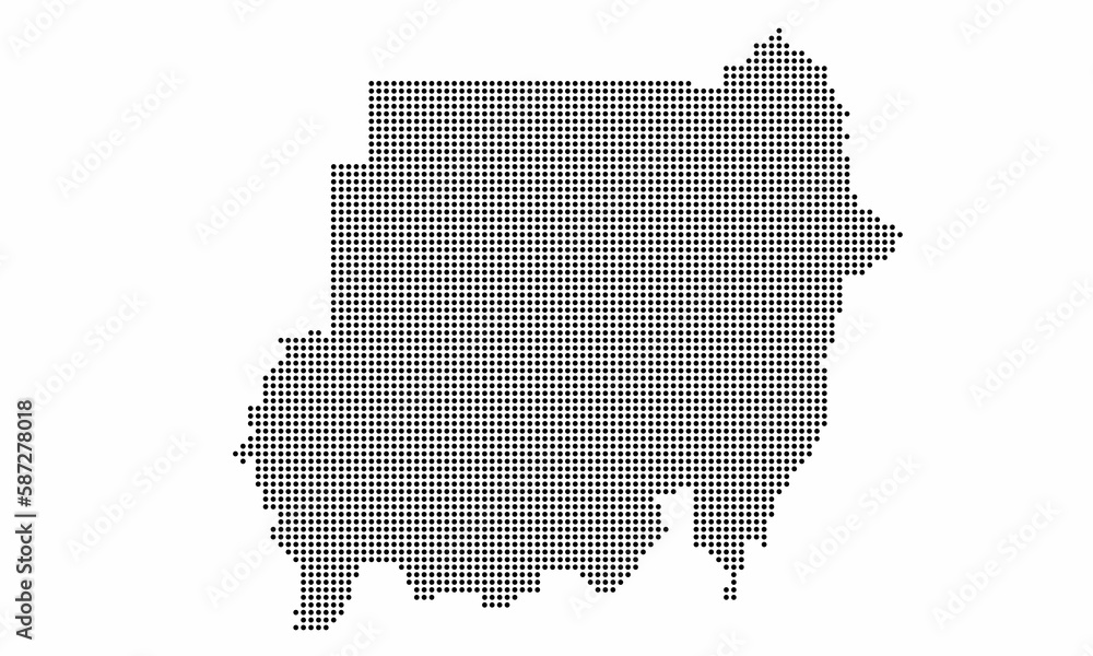 Sudan dotted map with grunge texture in dot style. Abstract vector illustration of a country map with halftone effect for infographic. 