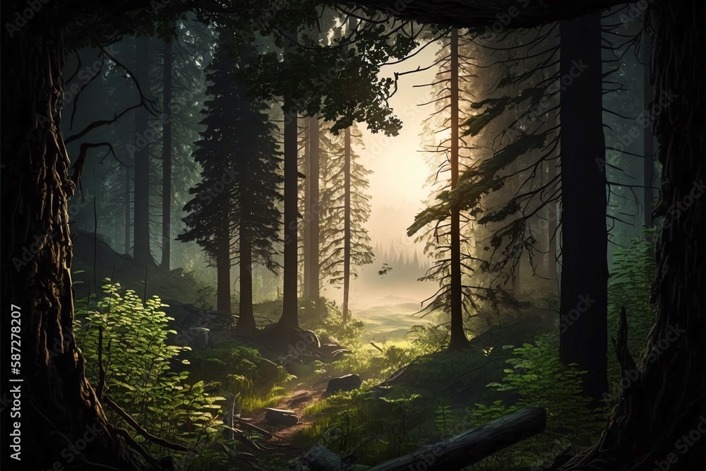 Obraz premium Forest Landscape - Generative A.I.