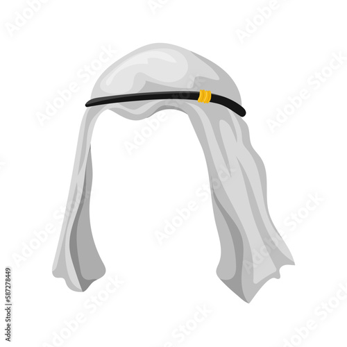 Arab headdress. Traditional keffiyeh turban of saudi arabia and oriental peoples for travel in hot vector desert