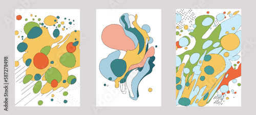set of illustrations in abstract style  vector illustrations. abstraction. multi-colored spots. wall art  print  posters