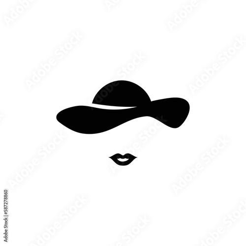 Womens hat and lips template. Retro female character with vintage style for masquerade and designer vector avatar