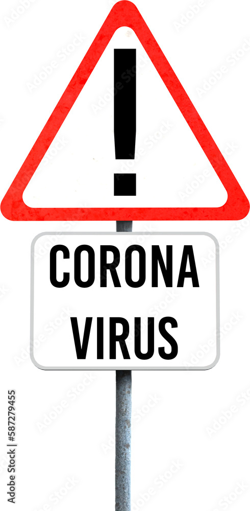 Caution and corona virus road signs over black background, covid-19 and pandemic concepts Caution and corona virus road signs over black background, covid-19 and pandemic concepts