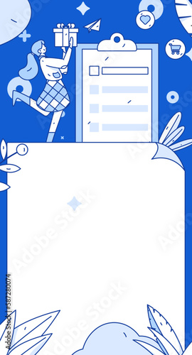 Invite friends to conduct questionnaire survey flat vector concept operation hand drawn illustration
