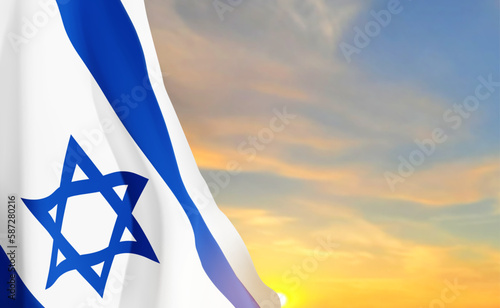 Israel Flag against the sunset. EPS10 vector