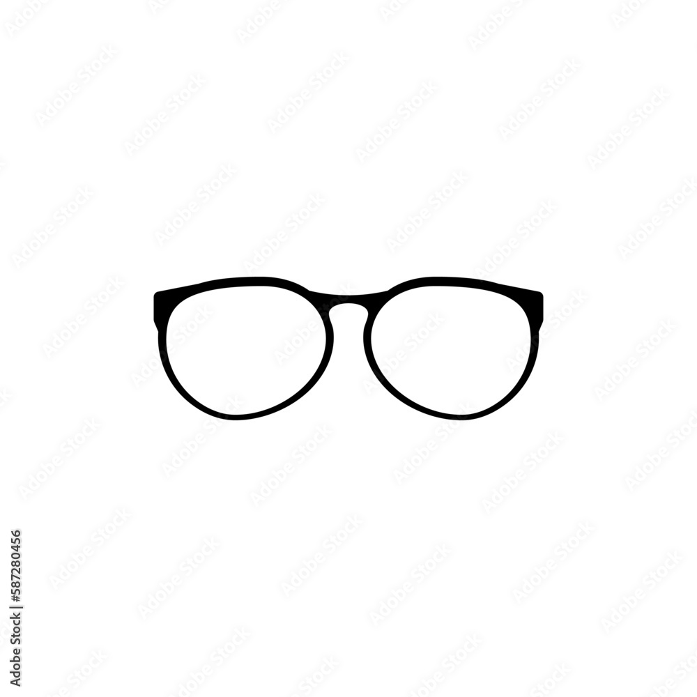 Classical glasses with black frames. Vision accessory to protect eyes from sun with stylish lenses and plastic vector frames. Classical glasses with black frames. Vision accessory to protect eyes from sun with stylish lenses and plastic vector frames.