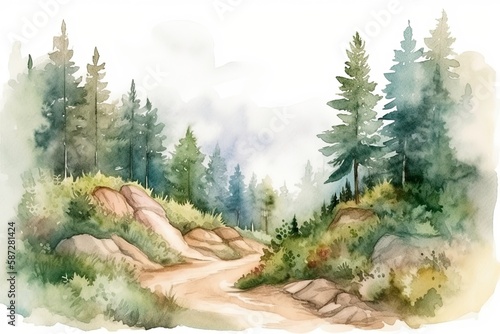 light watercolor of high mountains