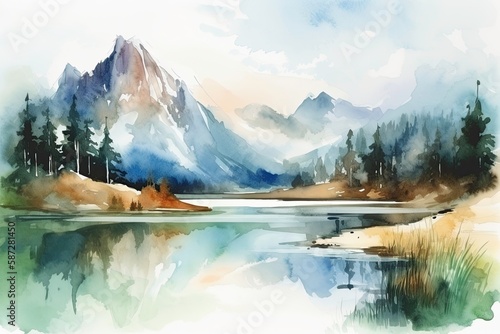light watercolor of high mountains © Ramon Grosso