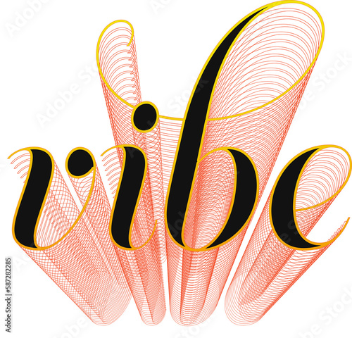 Digital generated image of vibe text with spiral shadow effect against white background