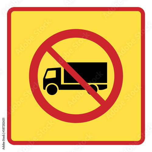 Traffic signs. Road signs. Instruction road signs. Road signs acting on the area. No trucks allowed.