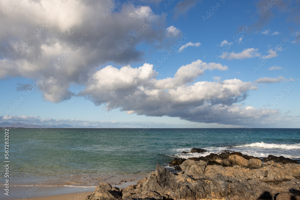 Rocky coast of Atlantic ocean, Fuerteventura, Spain Rocky coast of Atlantic ocean, Fuerteventura, Spain