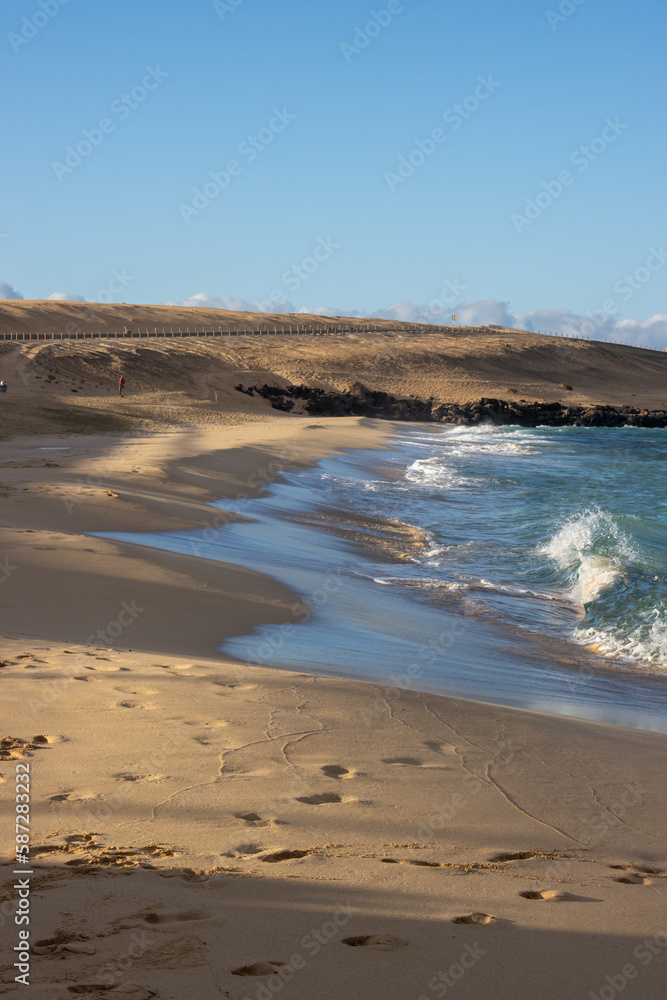 Sandy beach of Atlantic ocean, Fuerteventura, Spain