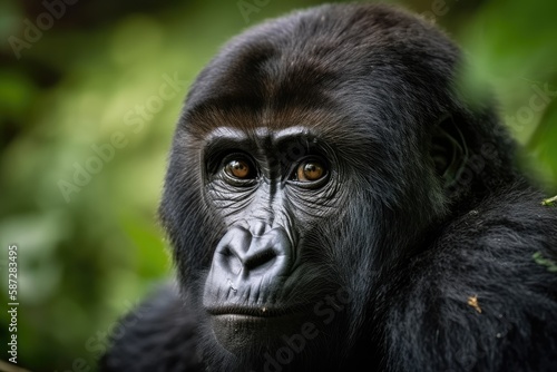 Mountain Gorillas in Rwanda. Generative AI
