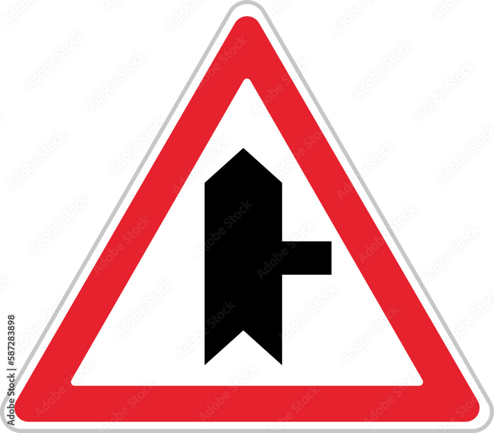 Main Road Secondary Road Junction (T-22b), Traffic Sign Main Road Secondary Road Junction (T-22b), Traffic Sign