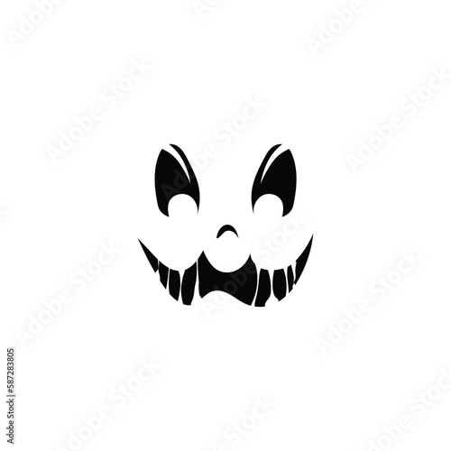 Monster laughing face with big teeth. Zombie mouth for halloween as devilish decoration and emotional expression of vector evil