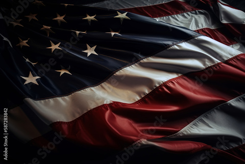 Wallpaper Mural American Stars and Stripes Wavy Flag, close-up. State symbol, USA independence day concept. Generative AI Torontodigital.ca